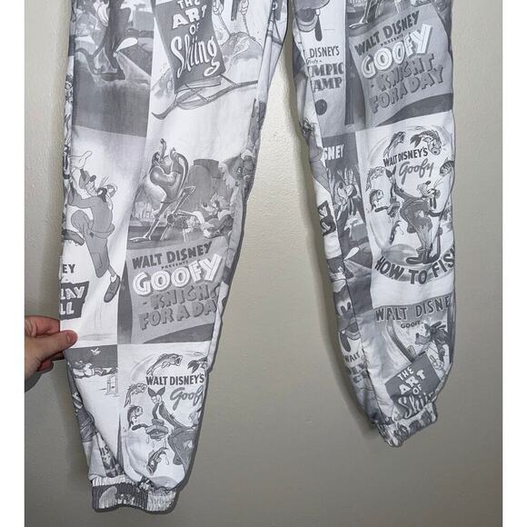 Disney Mickey Goofy 90th Anniversary Track Pants Gray White Graphic Print Small - Picture 4 of 7